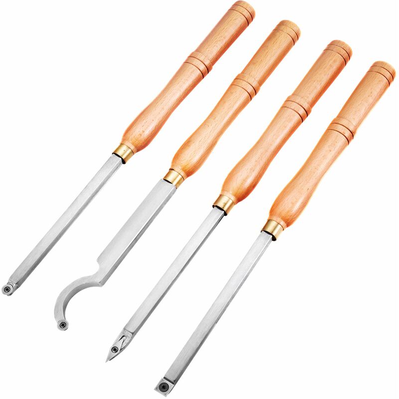 foto del prodotto vevor utensili per tornitura in legno per metallo duro, utensili da tornio in legno per metallo 4 pezzi, sgorbie per legno per tagliare scanalature