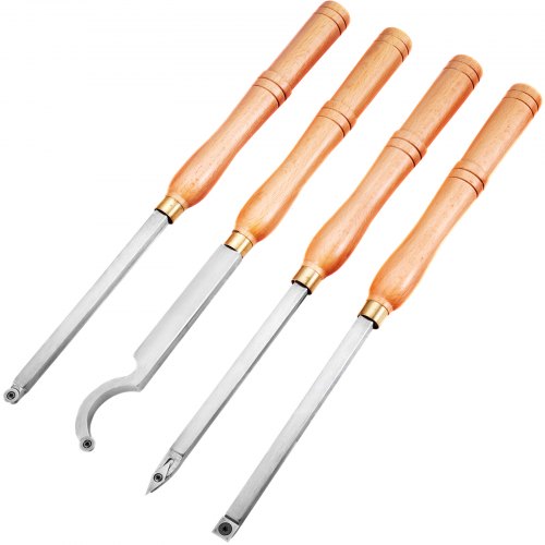 foto del prodotto vevor utensili per tornitura in legno per metallo duro, utensili da tornio in legno per metallo 4 pezzi, sgorbie per legno per tagliare scanalature a v, creare curve e insenature e tagliare linee