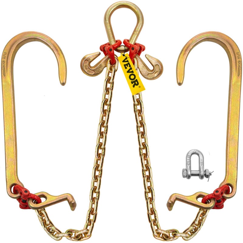 foto del prodotto vevor v bridle chain, catena da traino per briglia da 5 16 pollici x 2 piedi, catena da trasporto con briglia a v di grado 80, resistenza alla