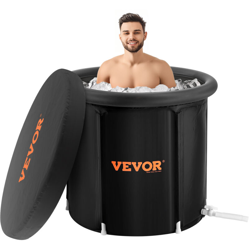 foto del prodotto vevor vasca da bagno di ghiaccio lunga 85 cm vasca per immersione per terapia 330 l con copertura, barile di ghiaccio per recupero, vasca da bagno
