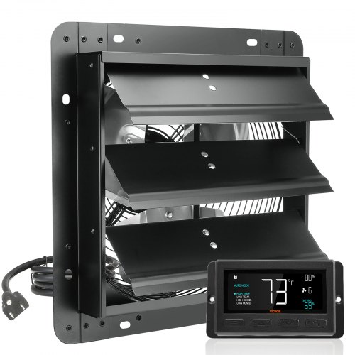 foto del prodotto vevor ventilatore di scarico con serranda, 1500 m h 305 mm regolatore di temperatura umidit , motore ec, con montaggio parete velocit variabile, ventilazione e raffreddamento per serre, garage