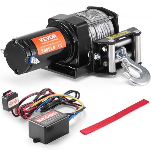 foto del prodotto vevor verricello elettrico, capacit di tiro della linea 1361 kg verricello atv utv 12 v cc 0,5 x 1188,7 cm 7 fili cavo in acciaio rullo passacavo telecomando cablato, per traino utv atv fuoristrada
