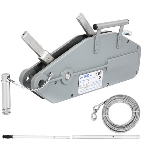 foto del prodotto vevor verricello elettrico paranco a catena manuale 1600kg 3500lbs argano a mano con lunghezza della corda 25m paranco sollevatore per argano manuale in metallico uso