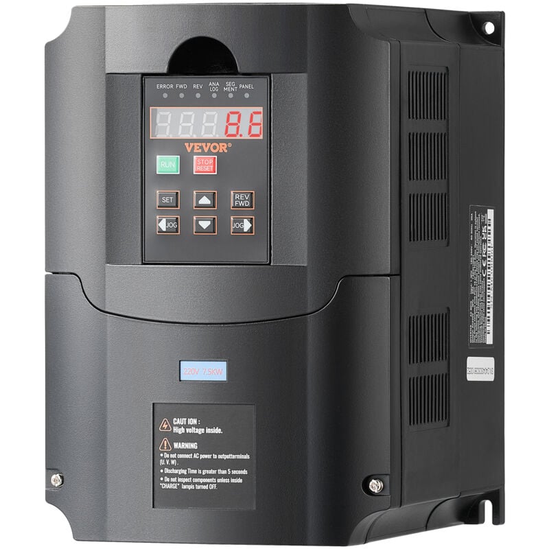foto del prodotto vevor vfd 10ps, 7,5kw, 35a, ingresso 220 v monofase trifase a uscita 220 v trifase azionamento a frequenza variabile, ingresso 40 60 hz, uscita