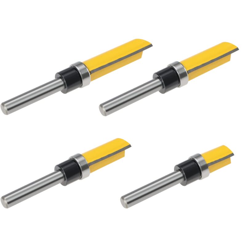 foto del prodotto vgol 4 pezzi a filo per bordi router bit a filo trim modello router bit set legno top cuscinetto fresa strumento per compensato resinoso 12 mm 20 mm