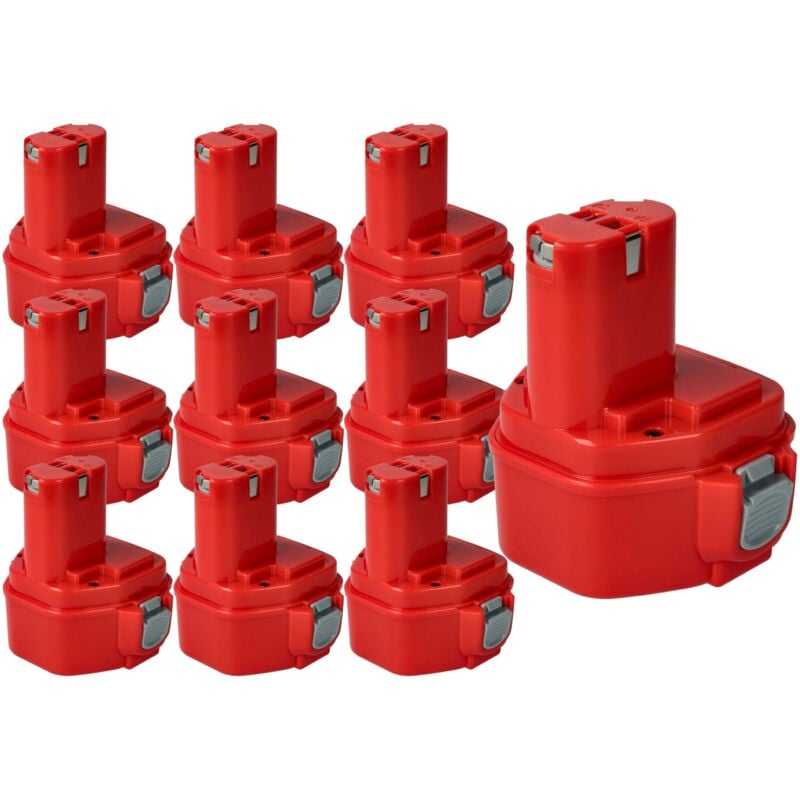 foto del prodotto vhbw 10x batteria compatibile con makita 6270dwe, 6270dwae, 6270dwpe, 6270dwale, 6271d, 6271dwaet2, 6271dwae utensile elettrico 3000 mah, nimh, 12