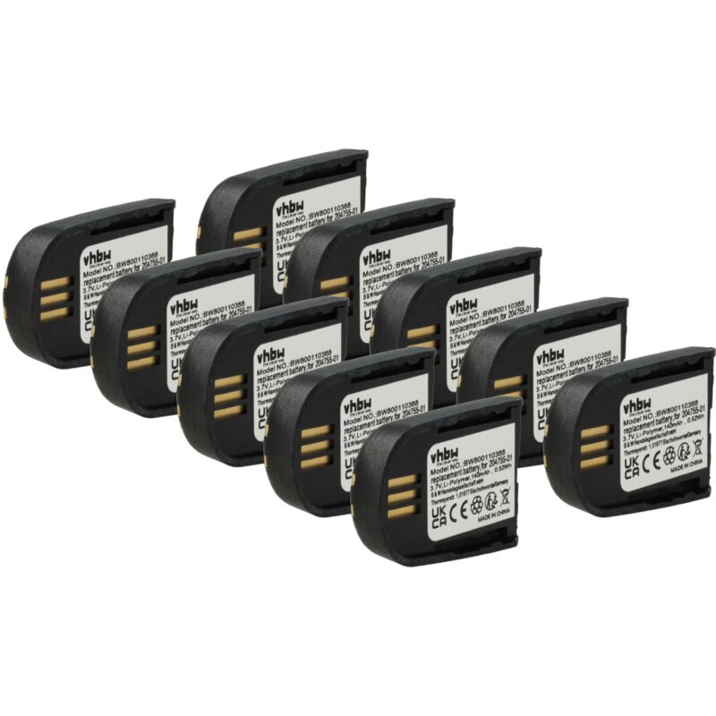 foto del prodotto vhbw 10x batteria compatibile con microsoft office communicator 2007 auricolari cuffie wireless 140mah, 3,7v, li-poly
