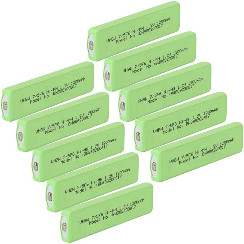 foto del prodotto vhbw 10x celle batteria compatibile con sony d e888, d e905, d e999, d ej01 lettore cd minidisc 1100mah, 1,2v, nimh , button top, 7 5f6