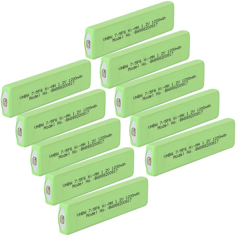 foto del prodotto vhbw 10x celle batteria compatibile con sony mz e7w, mz e77, mz e80, mz e800 lettore cd minidisc 1100mah, 1,2v, nimh , button top, 7 5f6