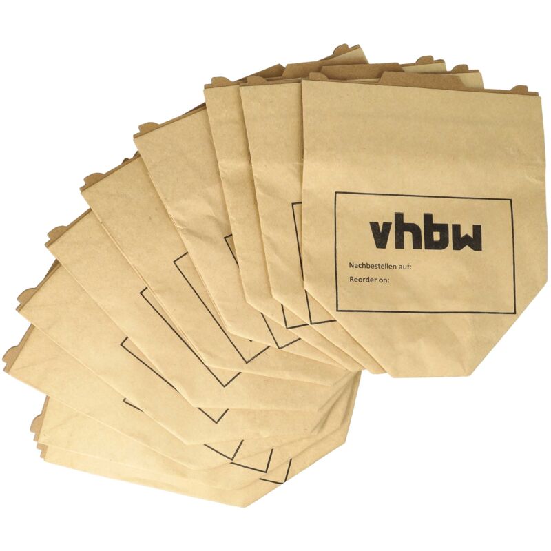 foto del prodotto vhbw 10x sacchetto compatibile con vorwerk folletto vk130, vk131, vk 130, vk 131, vk130sc aspirapolvere in carta, 24,5cm x 20,5cm, marrone