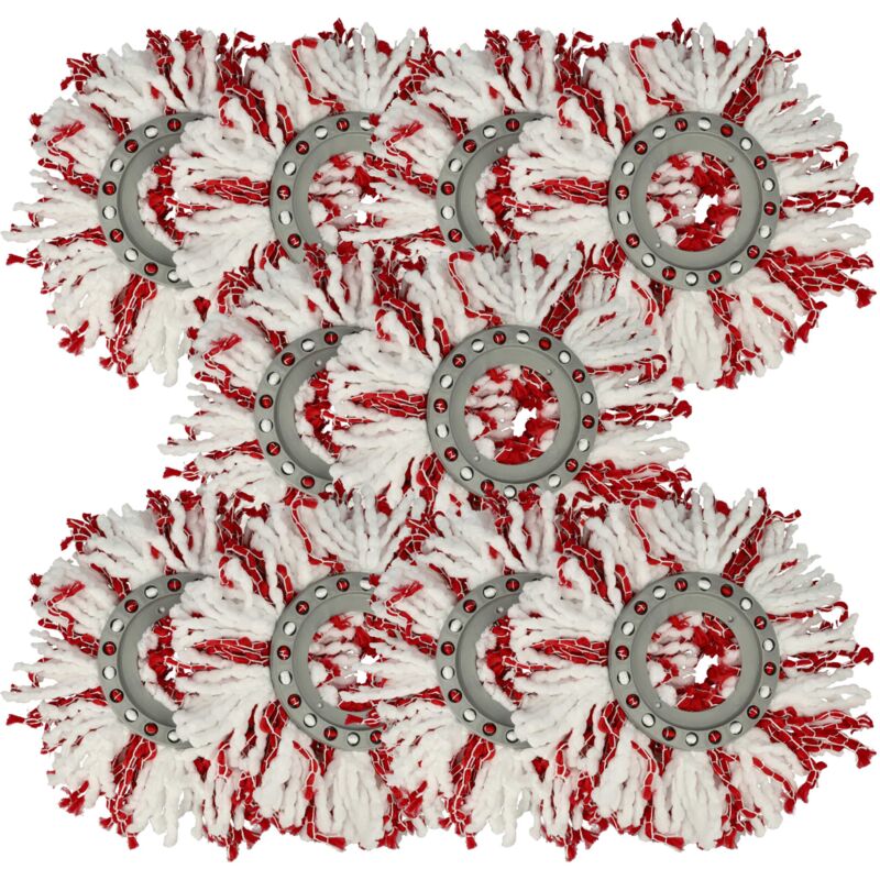 foto del prodotto vhbw 10x testina pulente sostituisce leifheit 52094, 52115 per mocio, lavapavimenti microfibra, rosso bianco