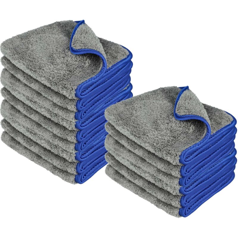 foto del prodotto vhbw 15x panno per la pulizia di auto, moto set di panni in microfibra 40 x 40 cm, lavabile, riutilizzabile blu grigio scuro