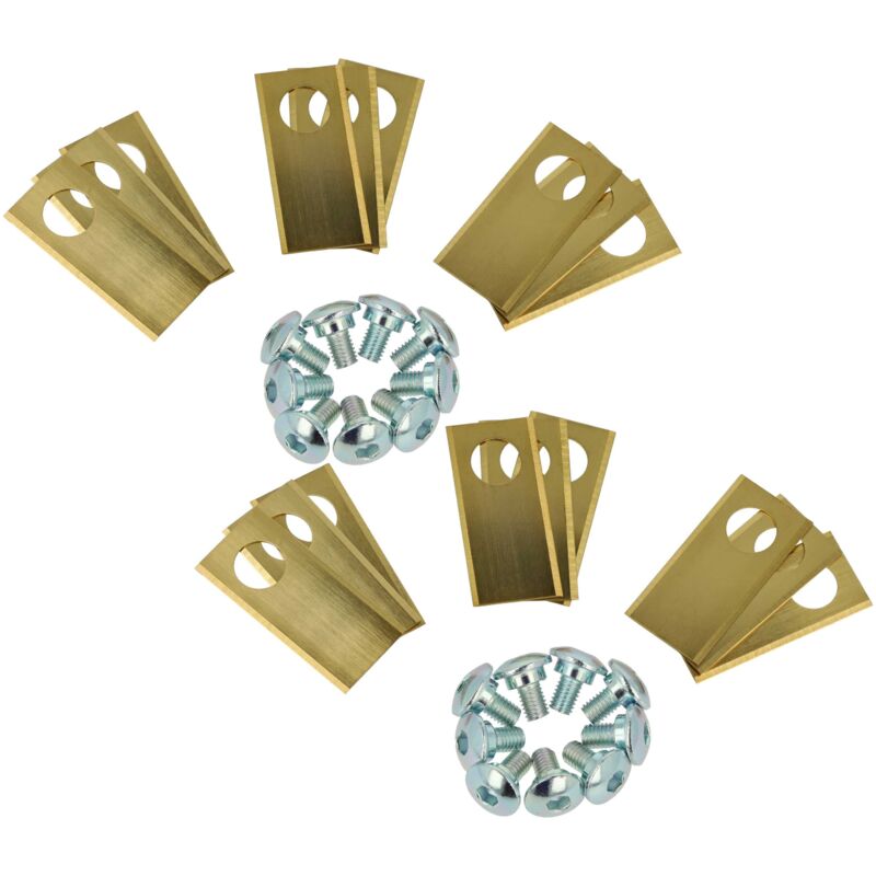 foto del prodotto vhbw 18x lama di ricambio compatibile con landxcape tagliaerba oro argento, in acciaio rivestito in titanio 