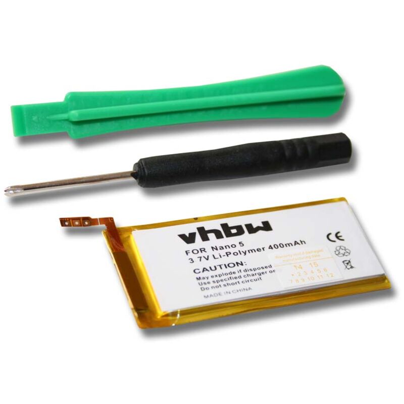 foto del prodotto vhbw 1x batteria compatibile con apple ipod a1320, nano 5 mp3 music player lettore musicale 400mah, 3,7v, li poly 