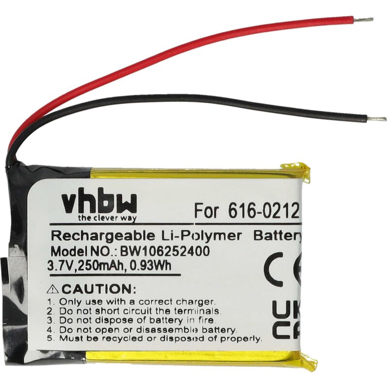 foto del prodotto vhbw 1x batteria compatibile con apple ipod shuffle mb684ll aipod, mb686ll aipod mp3 music player lettore musicale 250mah, 3,7v, li poly 
