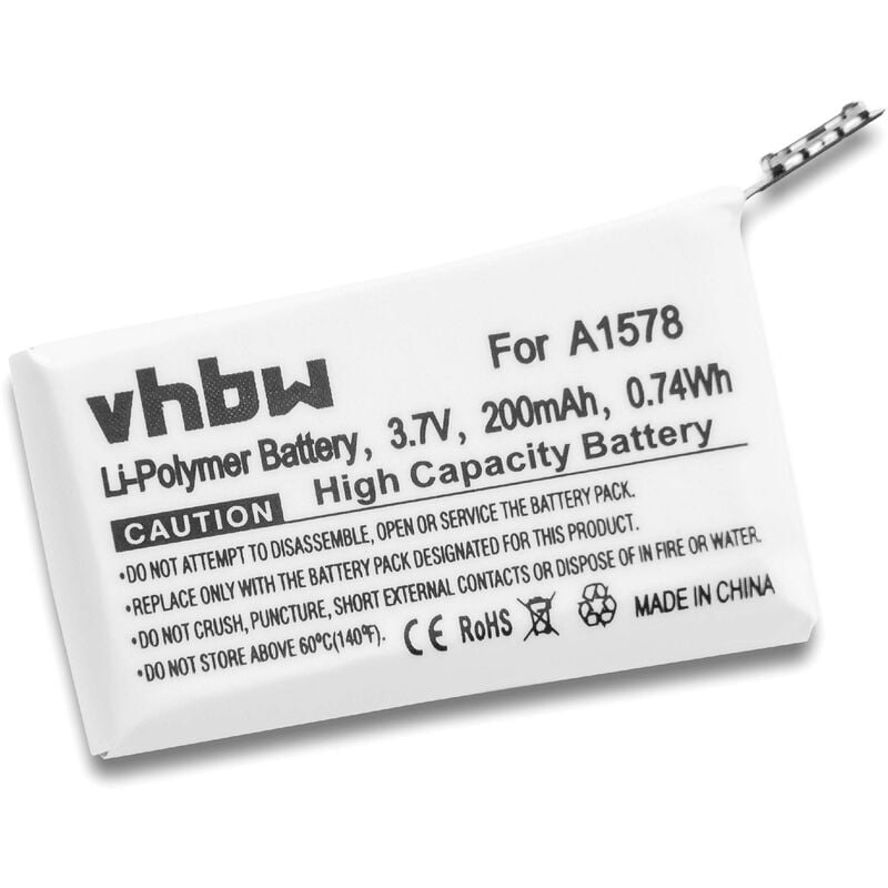 foto del prodotto vhbw 1x batteria compatibile con apple watch 42mm, a1553, a1554, 38 mm smartwatch orologio bracciale fitness 200mah, 3,8v, li poly 
