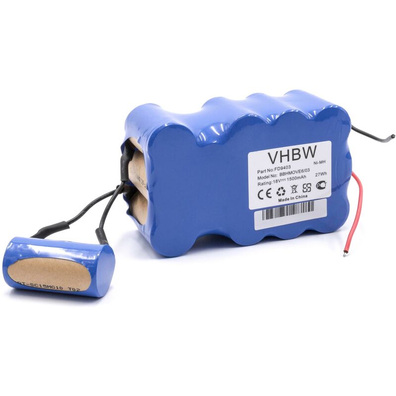 foto del prodotto vhbw 1x batteria compatibile con bosch bbhmove4au 03, bbhmove5 02, bbhmove4n 01, bbhmove5 04, bbhmove5 03 aspirapolvere 1500mah, 18v, nimh 