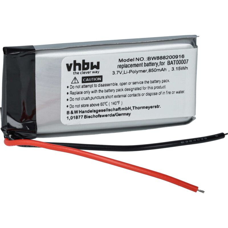 foto del prodotto vhbw 1x batteria compatibile con cardo srpt0102, packtalk duo, scala rider packtalk auricolari cuffie wireless 850mah, 3,7v, li poly 