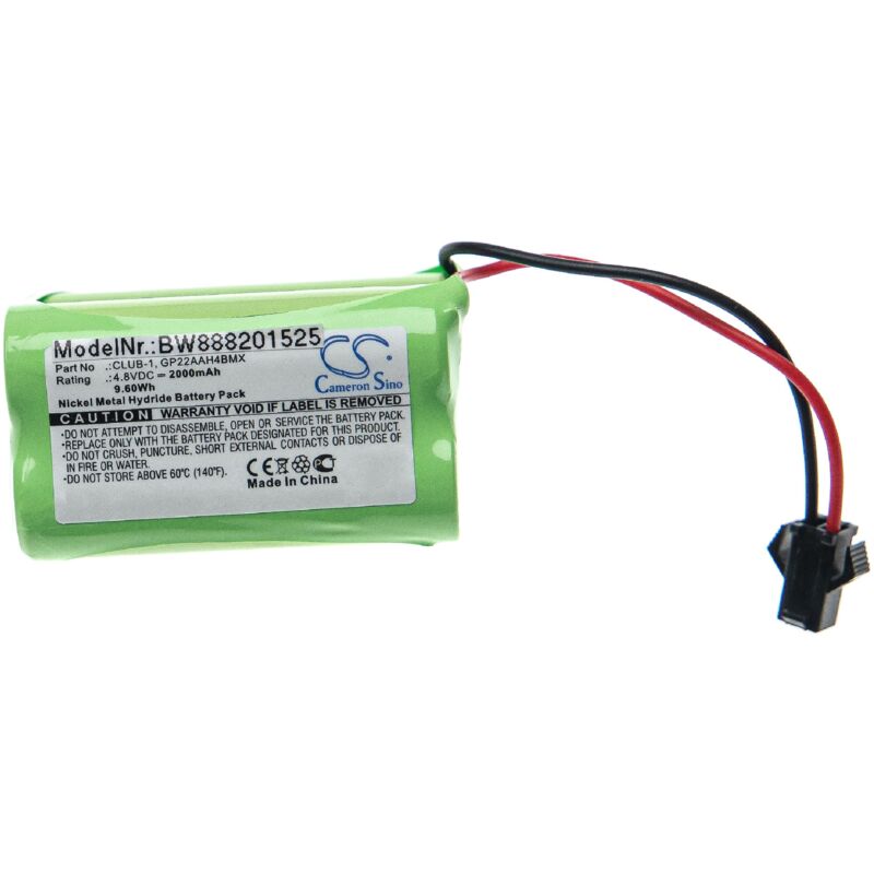 foto del prodotto vhbw 1x batteria compatibile con clulite torch, range torcia, lampada da elmetto 2000mah, 4,8v, nimh 