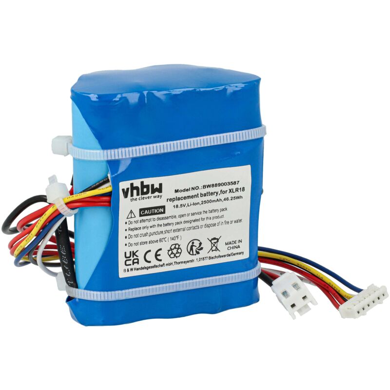 foto del prodotto vhbw 1x batteria compatibile con delonghi xlr18lm.gr, xlr18lm.r aspirapolvere 2500mah, 18,5v, li ion, senza custodia 