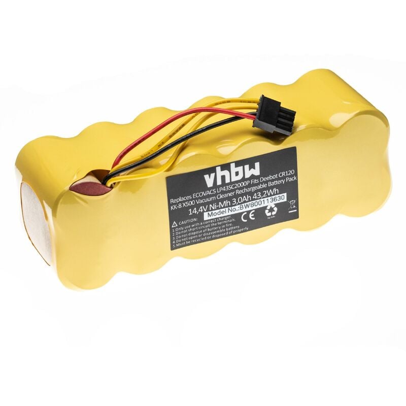 foto del prodotto vhbw 1x batteria compatibile con dibea kk8, x500, x600, x580, midea r1 l102b, r1 l10d home cleaner 3000mah, 14,4v, nimh sostituisce lp43sc2000p