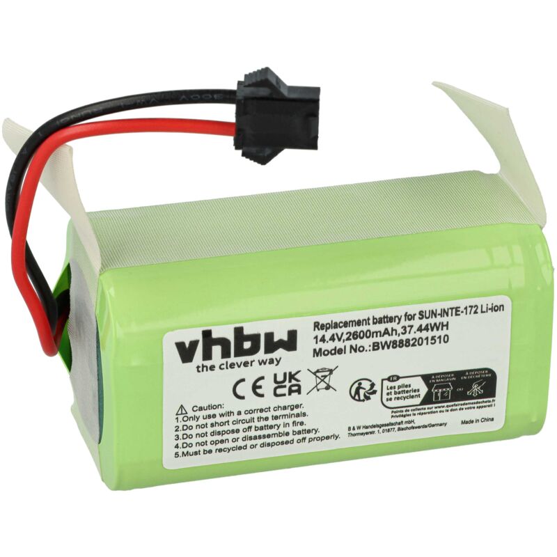foto del prodotto vhbw 1x batteria compatibile con eufy robovac g30 edge, 35 c, g10 hybrid, g30, g20, g15, g20 hybrid home cleaner 2600mah, 14,8v, li ion 