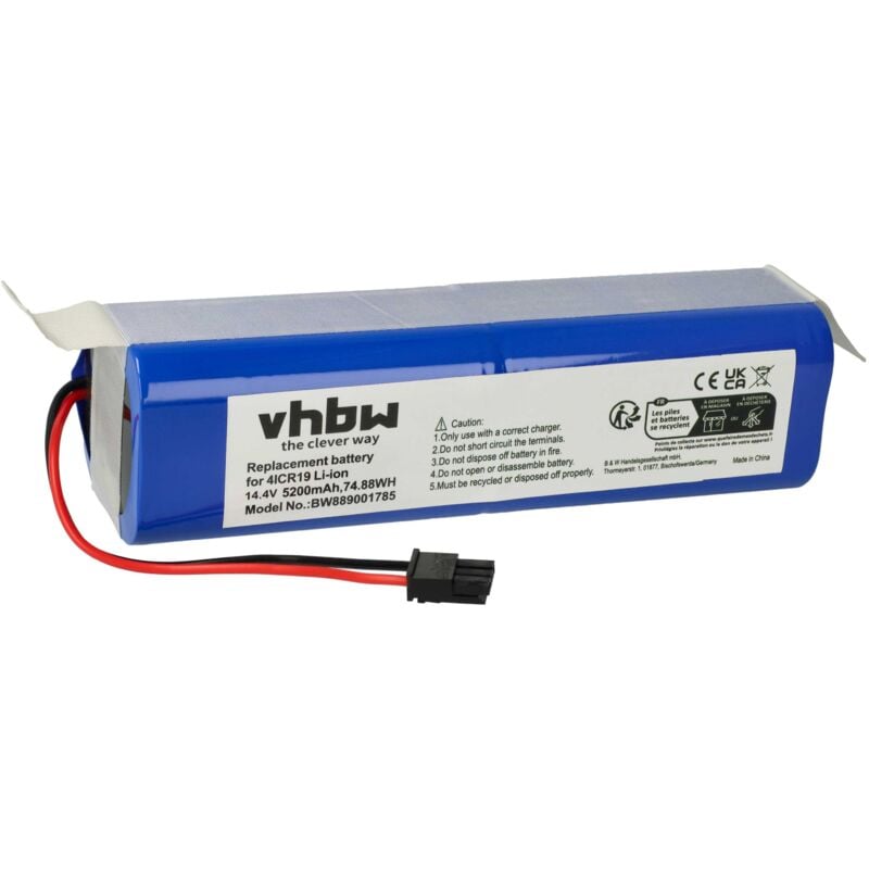foto del prodotto vhbw 1x batteria compatibile con eufy robovac x8 white home cleaner 5200mah, 14,4v, li ion 