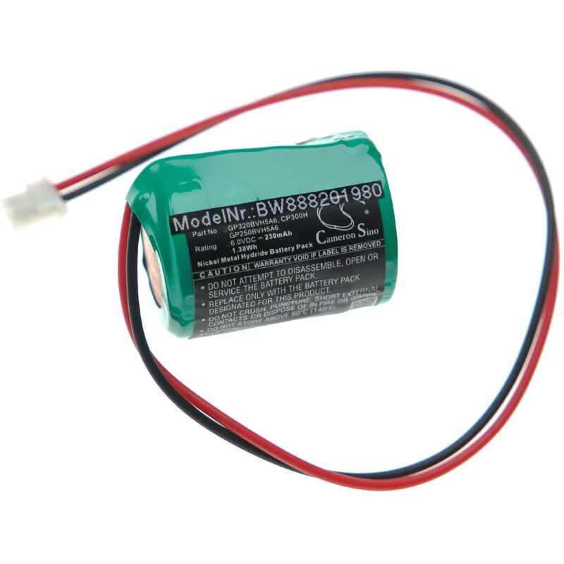 foto del prodotto vhbw 1x batteria compatibile con honeywell risco eurosec xs3d sistema d allarme 230mah, 6v, nimh 
