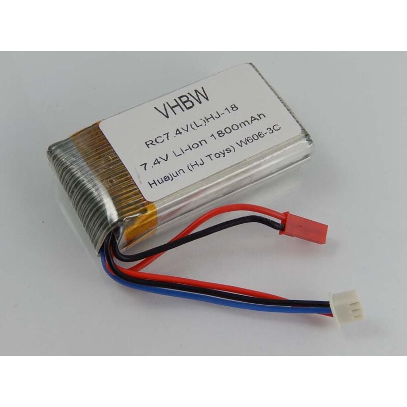 foto del prodotto vhbw 1x batteria compatibile con huajun w606 3c quadrocopter drone quadricottero multicottero 1800mah, 7,4v, li ion 
