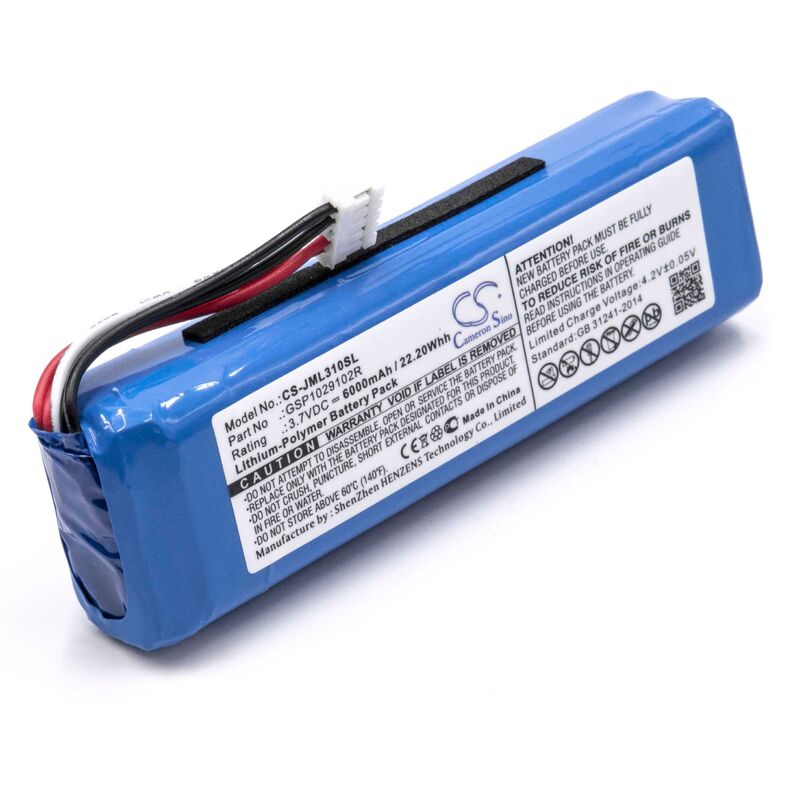 foto del prodotto vhbw 1x batteria compatibile con jbl charge 2 plus, 2 , 3 2015 casse, altoparlanti, speaker 6000mah, 3,7v, li poly sostituisce gsp1029102r