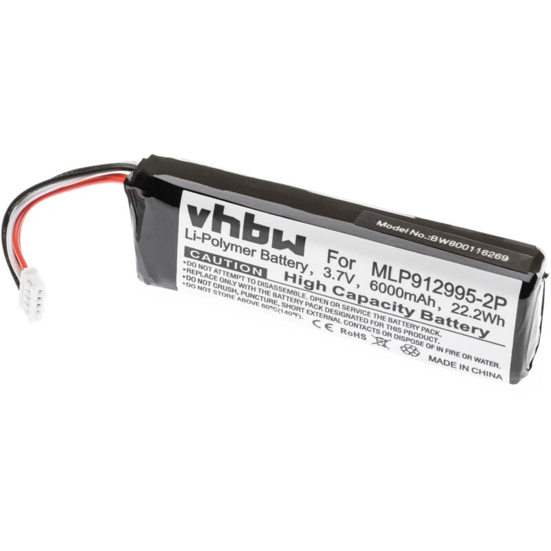 foto del prodotto vhbw 1x batteria compatibile con jbl charge 2 plus, charge 2 , charge 3 casse, altoparlanti, speaker 6000mah, 3,7v, li poly 