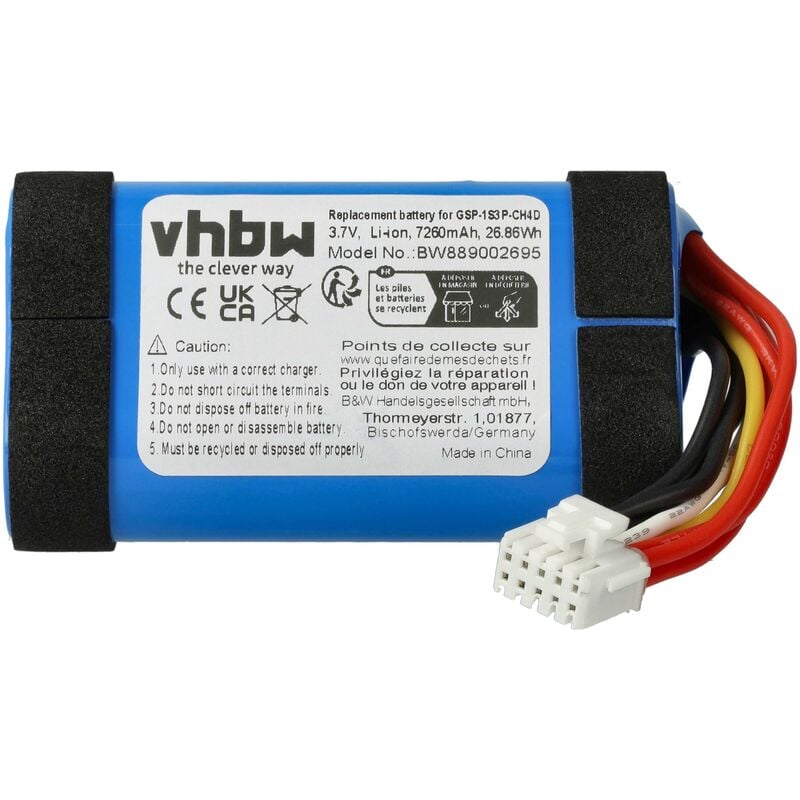 foto del prodotto vhbw 1x batteria compatibile con jbl pulse 5 casse, altoparlanti, speaker 7260mah, 3,7v, li ion 