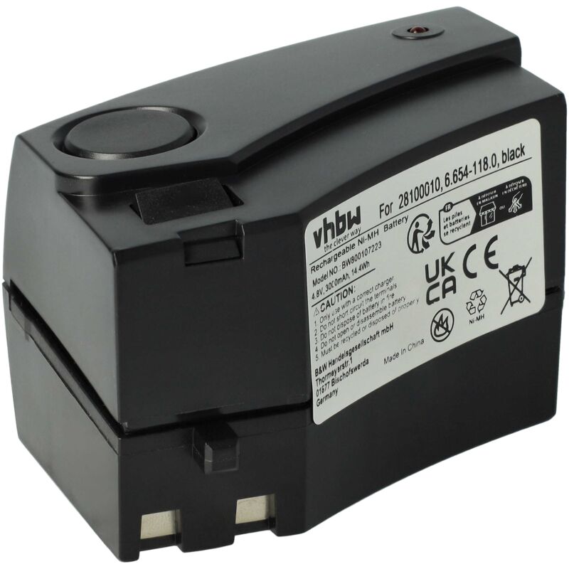 foto del prodotto vhbw 1x batteria compatibile con k rcher kc55 aspirapolvere nero 3000mah, 4,8v, nimh 