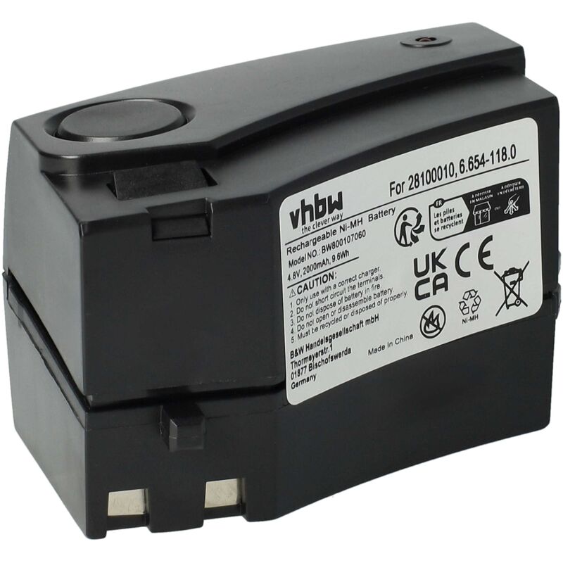 foto del prodotto vhbw 1x batteria compatibile con k rcher kc55 plus aspirapolvere nero 2000mah, 4,8v, nimh 