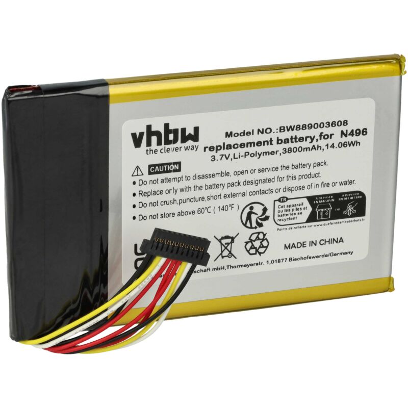 foto del prodotto vhbw 1x batteria compatibile con magellan trx7 navigatore gps 3800mah, 3,7v, li poly 