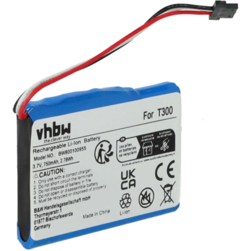 foto del prodotto vhbw 1x batteria compatibile con navman f15, s45, f35 navigatore gps 750mah, 3,7v, li ion 