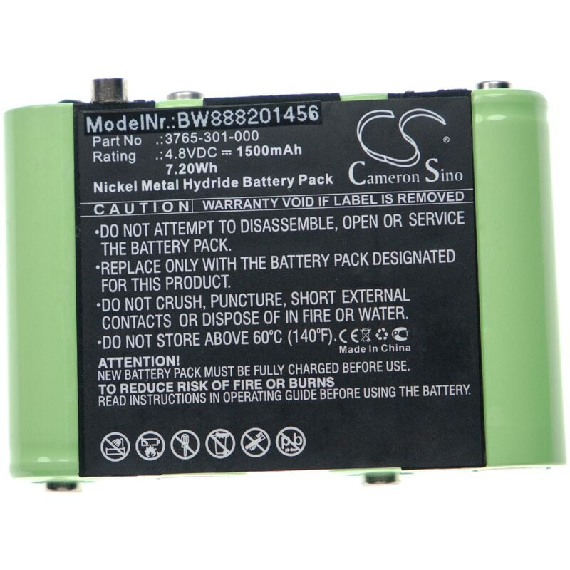 foto del prodotto vhbw 1x batteria compatibile con peli 3769, 3765, 3760z0, 3715z0 led atex 2015 torcia, lampada da elmetto 1500mah, 4,8v, nimh 