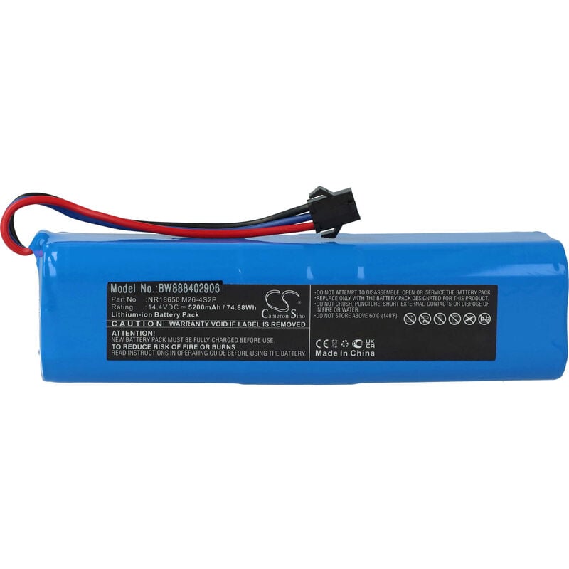 foto del prodotto vhbw 1x batteria compatibile con proscenic serie m m8 pro, m7 lds, m6 pro, m7 max, m6 aspirapolvere 5200mah, 14,4v, li ion 