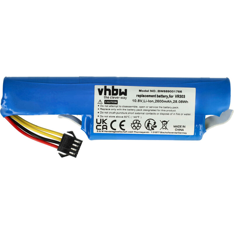 foto del prodotto vhbw 1x batteria compatibile con redmond rv r151, rv r150 home cleaner 2600mah, 10,8v, li ion 