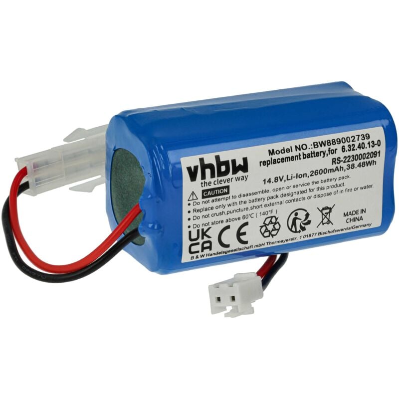 foto del prodotto vhbw 1x batteria compatibile con rowenta rr 7747 wh 4q0, rr 7755 wh 4q0, rr7 home cleaner 2600mah, 14,8v, li ion, senza custodia 