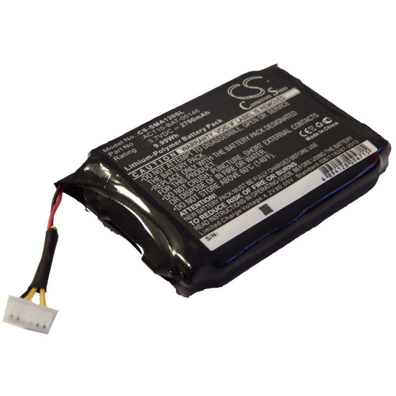 foto del prodotto vhbw 1x batteria compatibile con satmap active 12, 10 navigatore gps 2700mah, 3,7v, li poly 