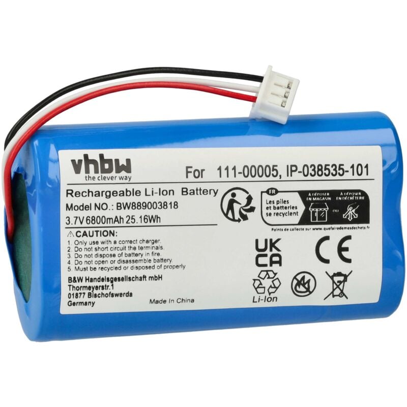 foto del prodotto vhbw 1x batteria compatibile con sonos roam casse, altoparlanti, speaker 6800mah, 3,7v, li ion 