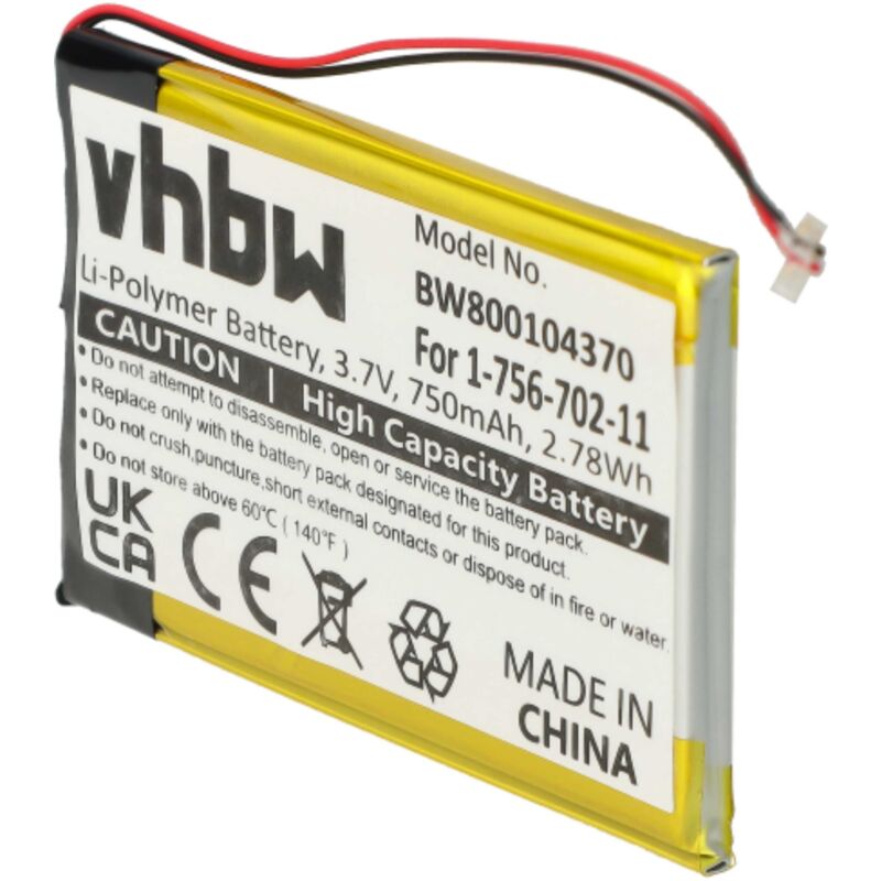 foto del prodotto vhbw 1x batteria compatibile con sony nwz a818, nwz a828kblk, nwz a829blk, nwz a818blk mp3 music player lettore musicale 750mah, 3,7v, li ion 