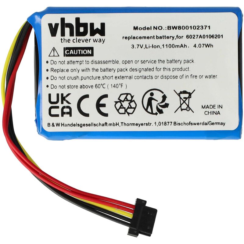 foto del prodotto vhbw 1x batteria compatibile con tomtom go 9000, 6000, 5000, 5100 navigatore gps 1100mah, 3,7v, li ion 