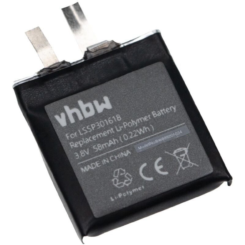 foto del prodotto vhbw 1x batteria compatibile con tomtom smartwatch orologio bracciale fitness 58mah, 3,8v, li poly 
