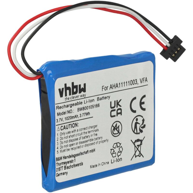 foto del prodotto vhbw 1x batteria compatibile con tomtom start 60, start 60 eu, start 60 m, 4en62. 4en6.001.02 navigatore gps 1020mah, 3,7v, li ion sostituisce