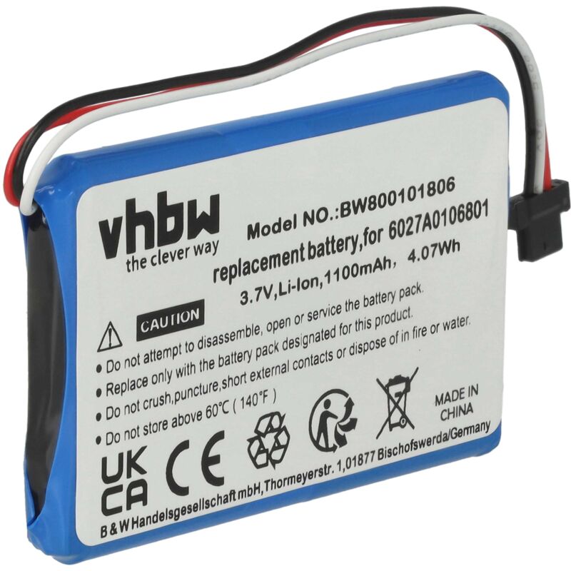 foto del prodotto vhbw 1x batteria compatibile con tomtom xl v3, iq, 4em0.001.01 navigatore gps 1100mah, 3,7v, li ion sostituisce 6027a0093901