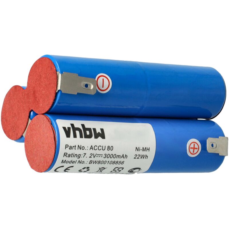 foto del prodotto vhbw 1x batteria compatibile con wolf bs80 utensile elettrico 3000 mah, nimh, 7,2 v sostituisce bs80