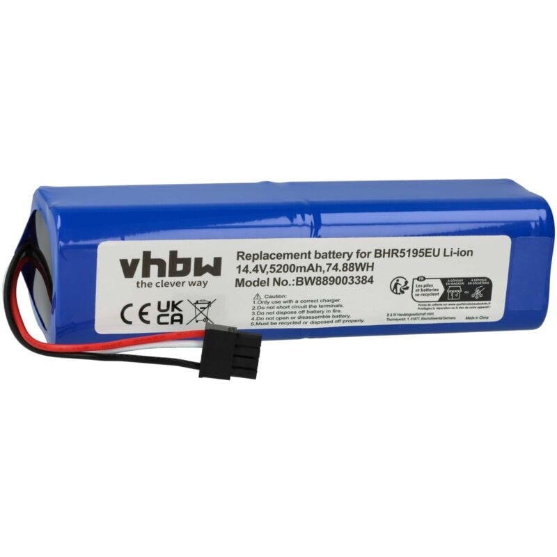 foto del prodotto vhbw 1x batteria compatibile con xiaomi 34264, mi robot vacuum mop 2 ultra, bhr5195eu home cleaner 5200mah, 14,4v, li ion 