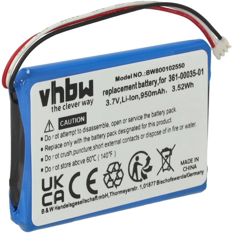 foto del prodotto vhbw 1x batteria sostituisce garmin 361 00035 01 per navigatore gps 930mah, 3,7v, li ion 